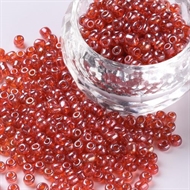 3 mm. transparente røde  glasperler, 50 g